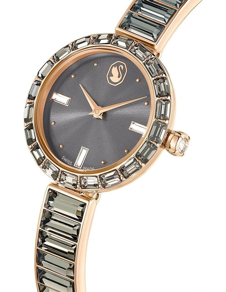 Matrix Bangle Crystal Bracelet Swiss Watch in Gray, Rose Gold-Tone image 4