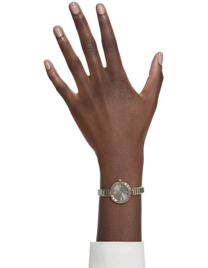 Matrix Bangle Crystal Bracelet Swiss Watch in Gray, Rose Gold-Tone image 7