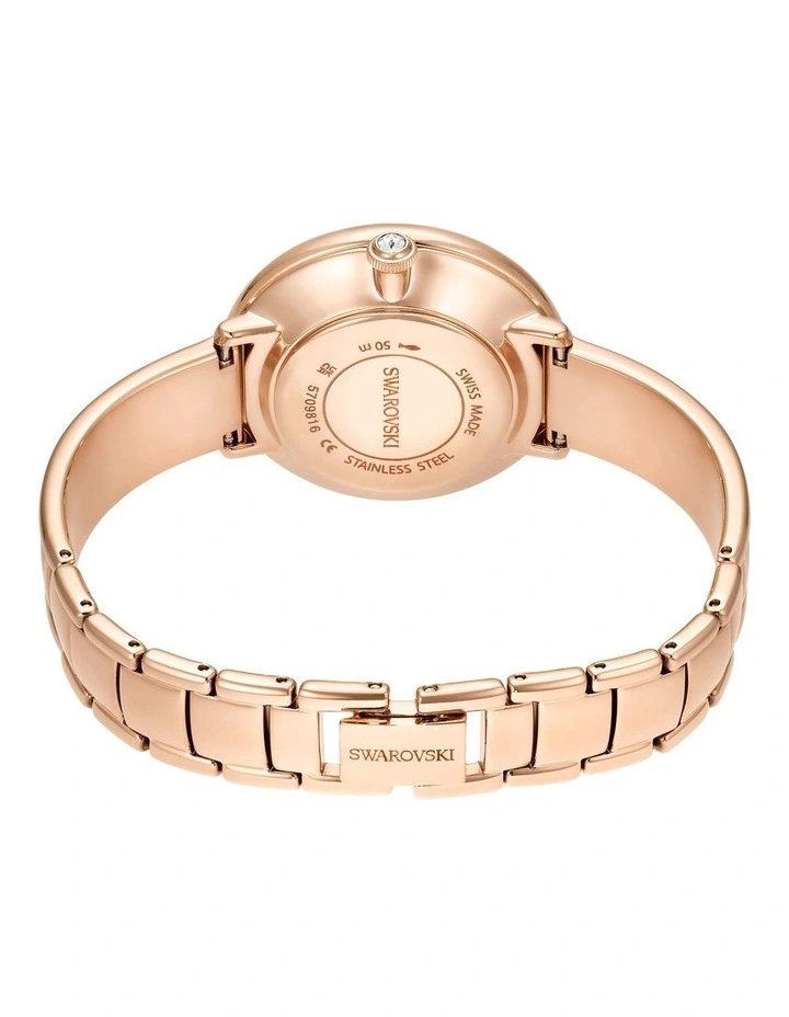 Crystalline Bangle Swiss Watch in White, Rose Gold-Tone image 3