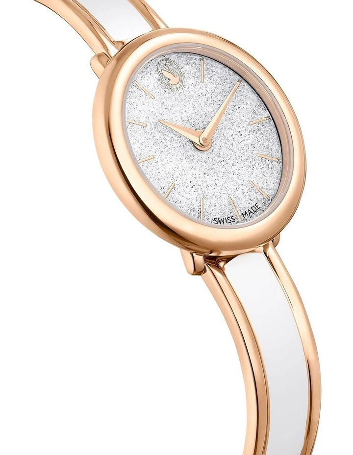 Crystalline Bangle Swiss Watch in White, Rose Gold-Tone image 6