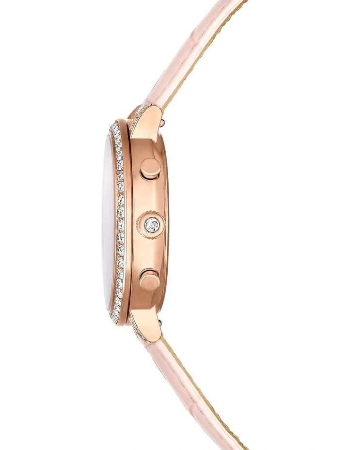 Leather Strap Matrix Tennis Chrono Swiss Watch in Pink image 6