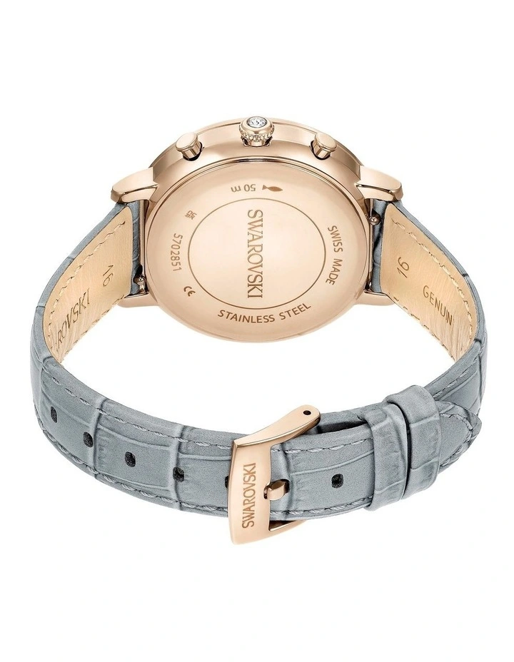 Leather Strap Matrix Tennis Chrono Swiss Watch in Gray image 3