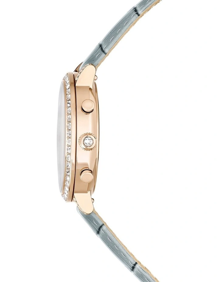 Leather Strap Matrix Tennis Chrono Swiss Watch in Gray image 6