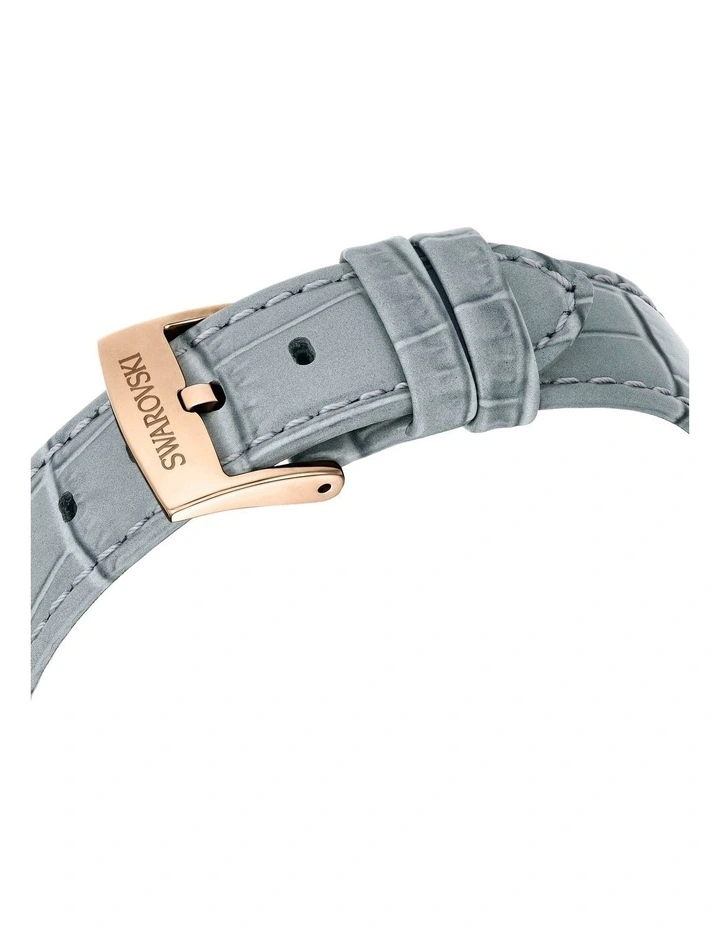 Leather Strap Matrix Tennis Chrono Swiss Watch in Gray image 7