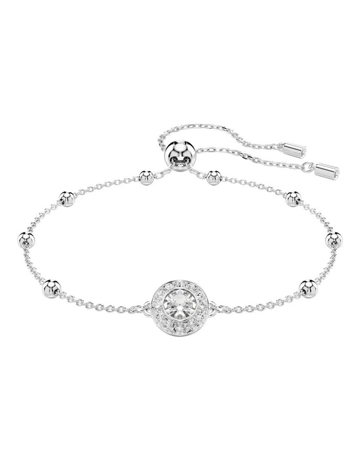 Una Angelic Round Cut Rhodium Plated Bracelet in White image 1