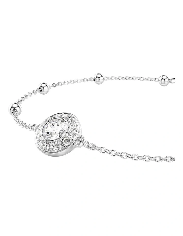 Una Angelic Round Cut Rhodium Plated Bracelet in White image 4