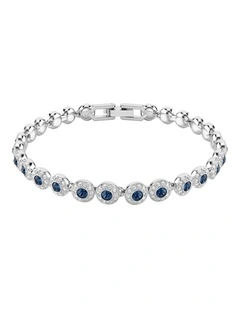 Una Angelic Round Cut Rhodium Plated Tennis Bracelet in Blue