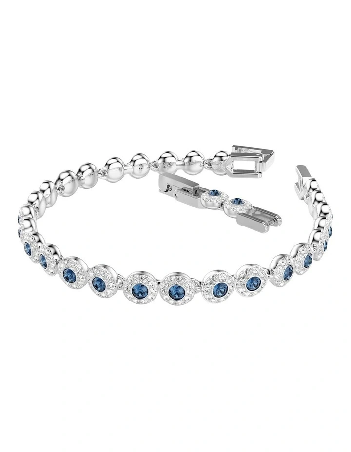 Una Angelic Round Cut Rhodium Plated Tennis Bracelet in Blue image 2