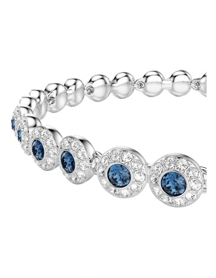 Una Angelic Round Cut Rhodium Plated Tennis Bracelet in Blue image 4