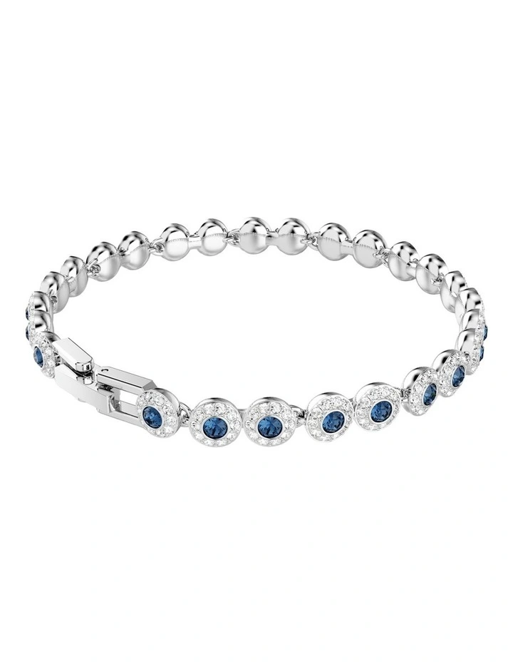 Una Angelic Round Cut Rhodium Plated Tennis Bracelet in Blue image 5