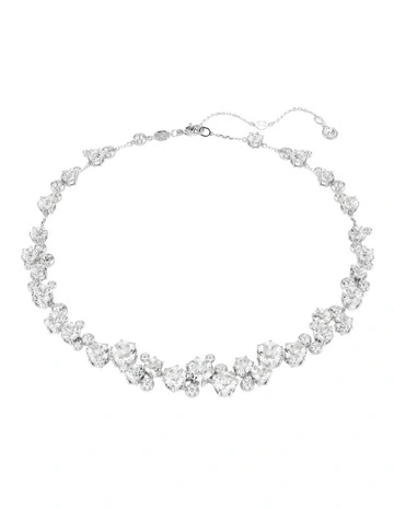 Constella Round Cut Rhodium Plated Necklace in White