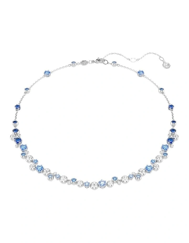 Constella Mixed Cuts Rhodium Plated Necklace in Blue image 1