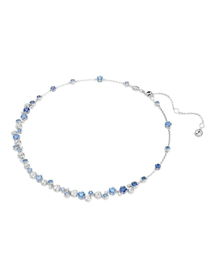 Constella Mixed Cuts Rhodium Plated Necklace in Blue image 2