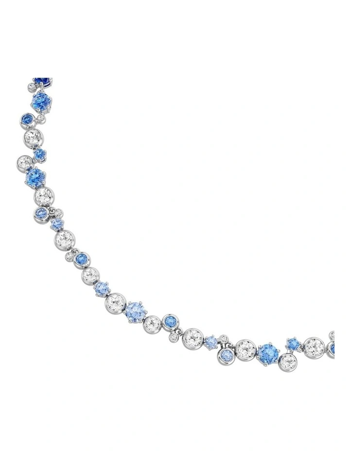 Constella Mixed Cuts Rhodium Plated Necklace in Blue image 4