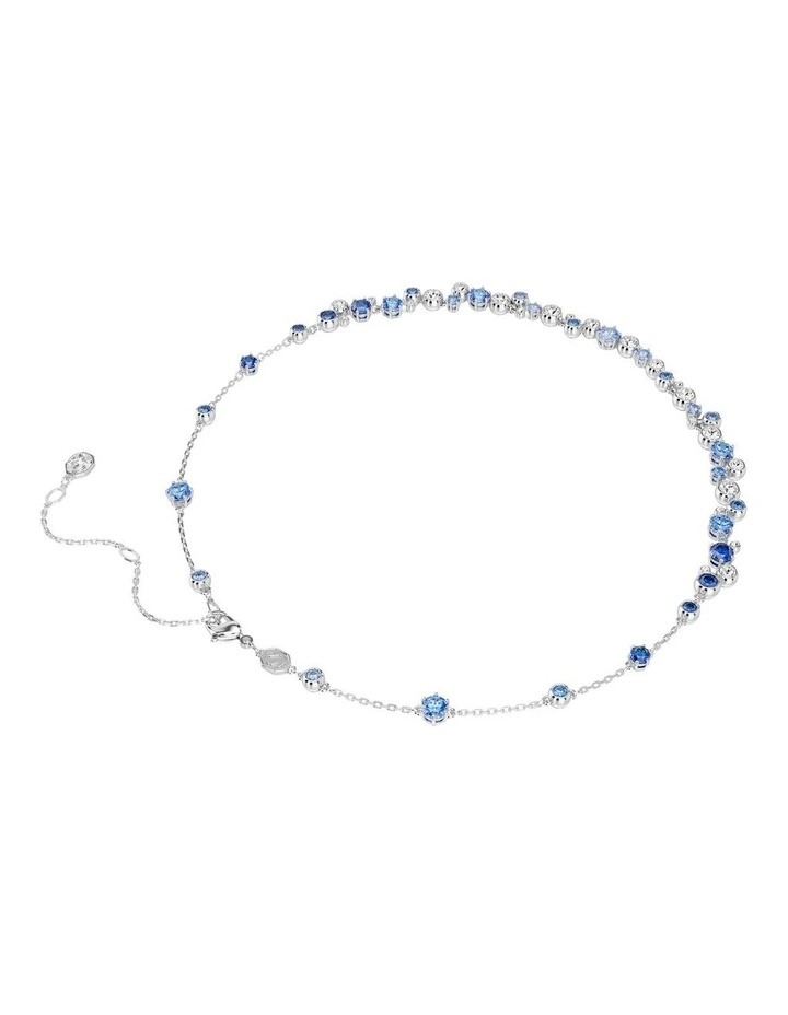Constella Mixed Cuts Rhodium Plated Necklace in Blue image 5