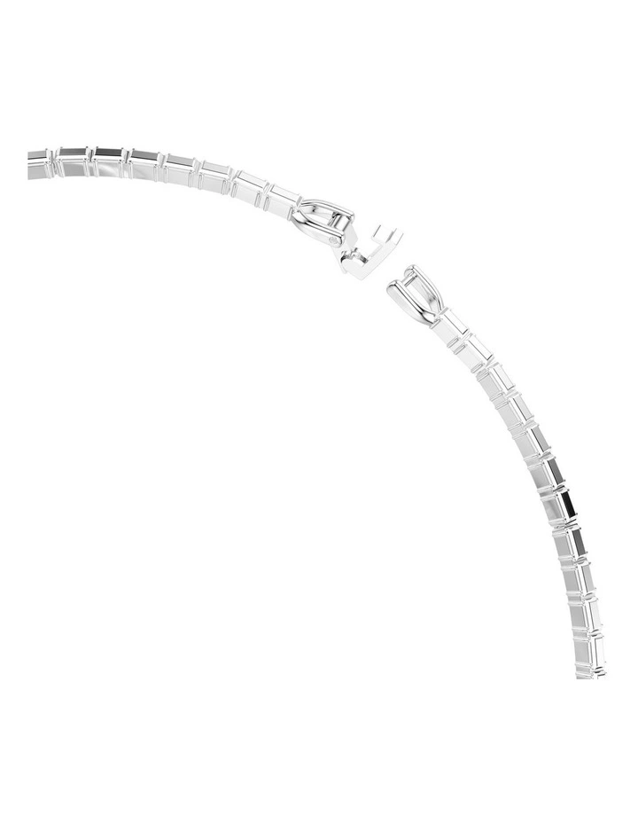 Matrix Baguette Cut Rhodium Plated Necklace in White image 3