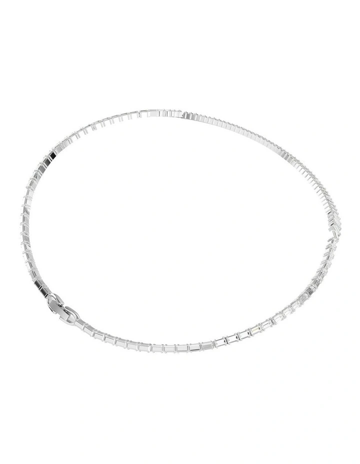 Matrix Baguette Cut Rhodium Plated Necklace in White image 5