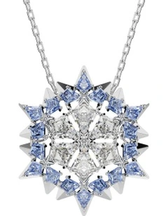 Snowflake Rhodium Plated Magic Pendant And Brooch in Blue