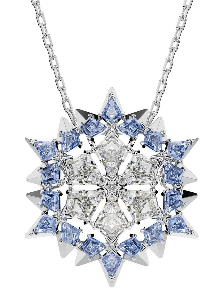 Snowflake Rhodium Plated Magic Pendant And Brooch in Blue image 1