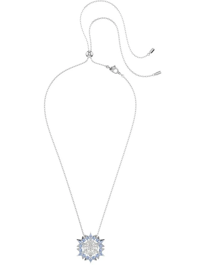 Snowflake Rhodium Plated Magic Pendant And Brooch in Blue image 2
