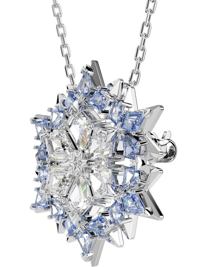 Snowflake Rhodium Plated Magic Pendant And Brooch in Blue image 3