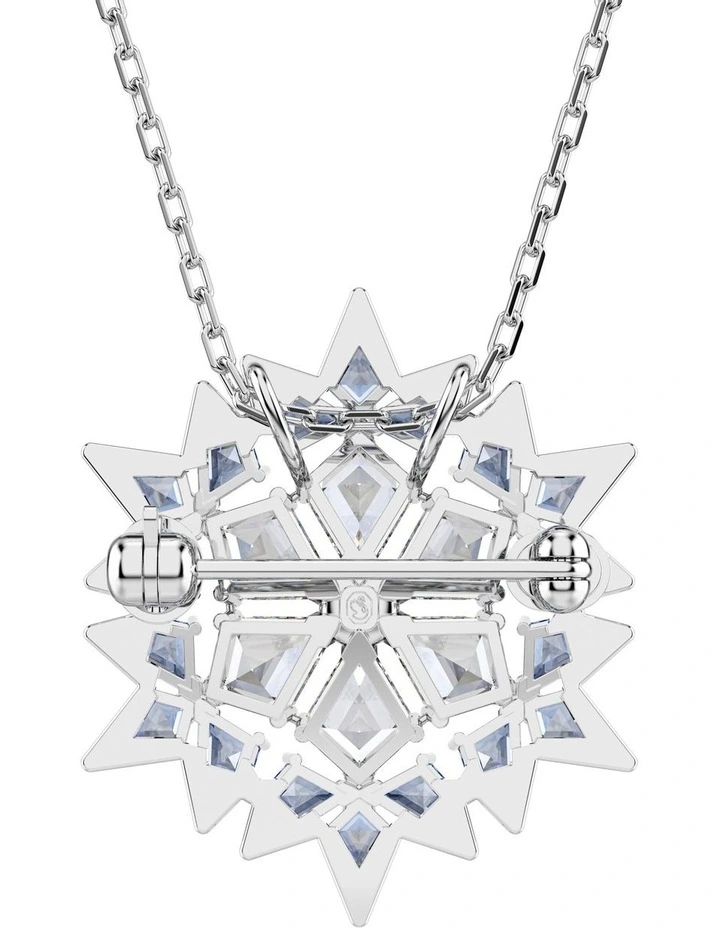 Snowflake Rhodium Plated Magic Pendant And Brooch in Blue image 5