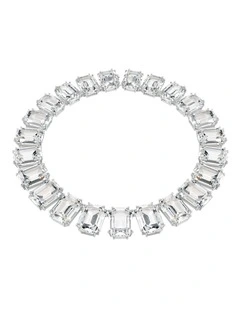 Millenia Octagon Cut Rhodium Plated Tennis Necklace in White