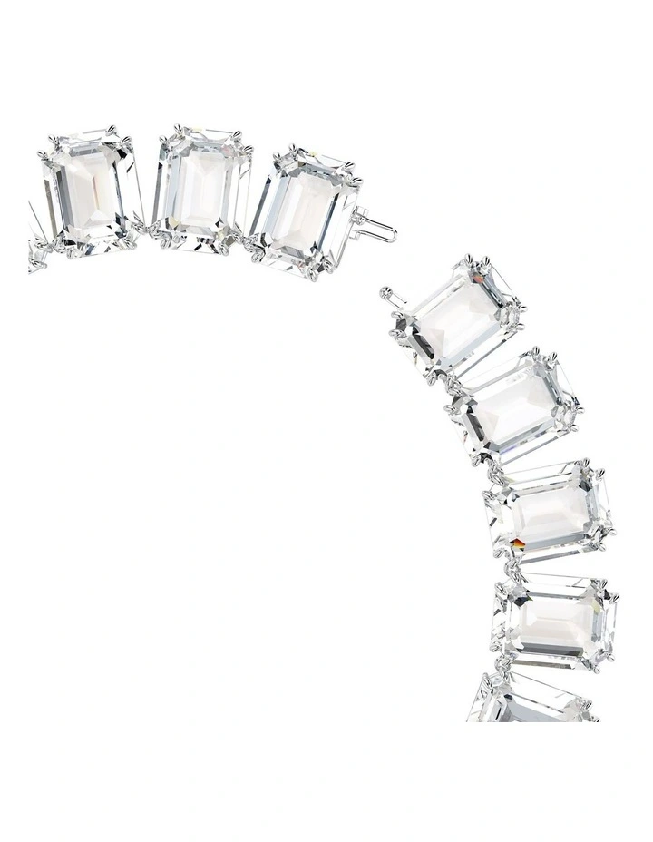 Millenia Octagon Cut Rhodium Plated Tennis Necklace in White image 3