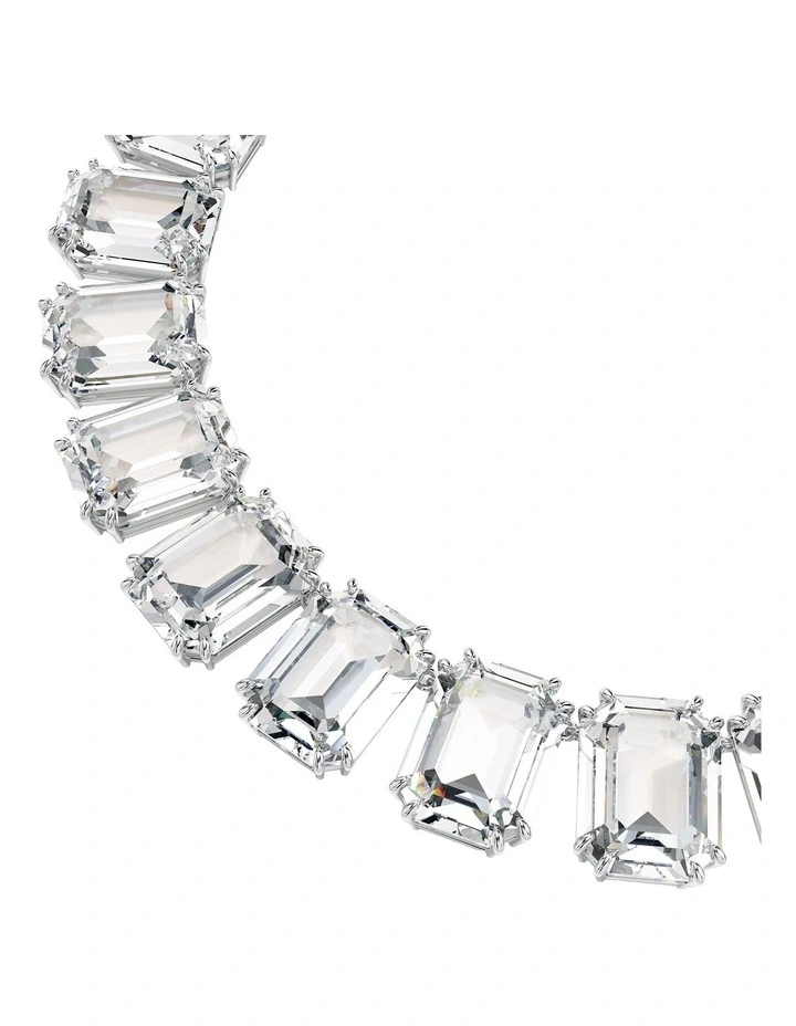 Millenia Octagon Cut Rhodium Plated Tennis Necklace in White image 4