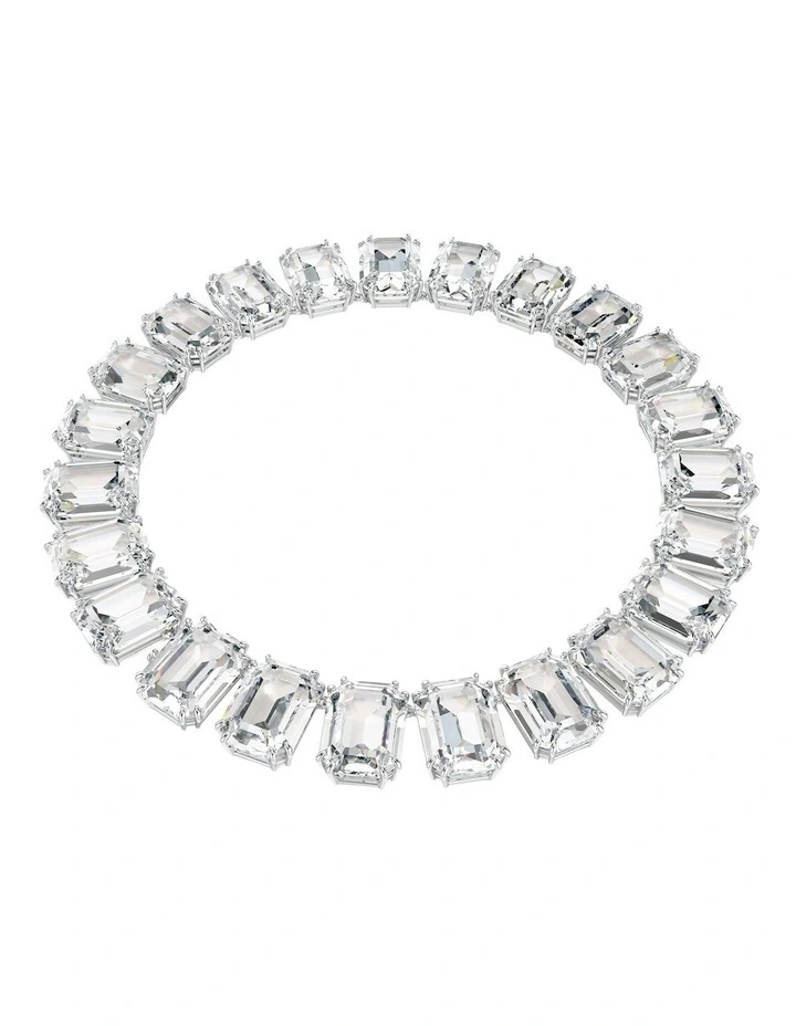 Millenia Octagon Cut Rhodium Plated Tennis Necklace in White image 5