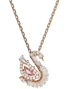 Mixed Cuts Swan Pendant in Pink