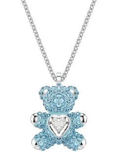 Teddy Bear Rhodium Plated Pendant in Blue