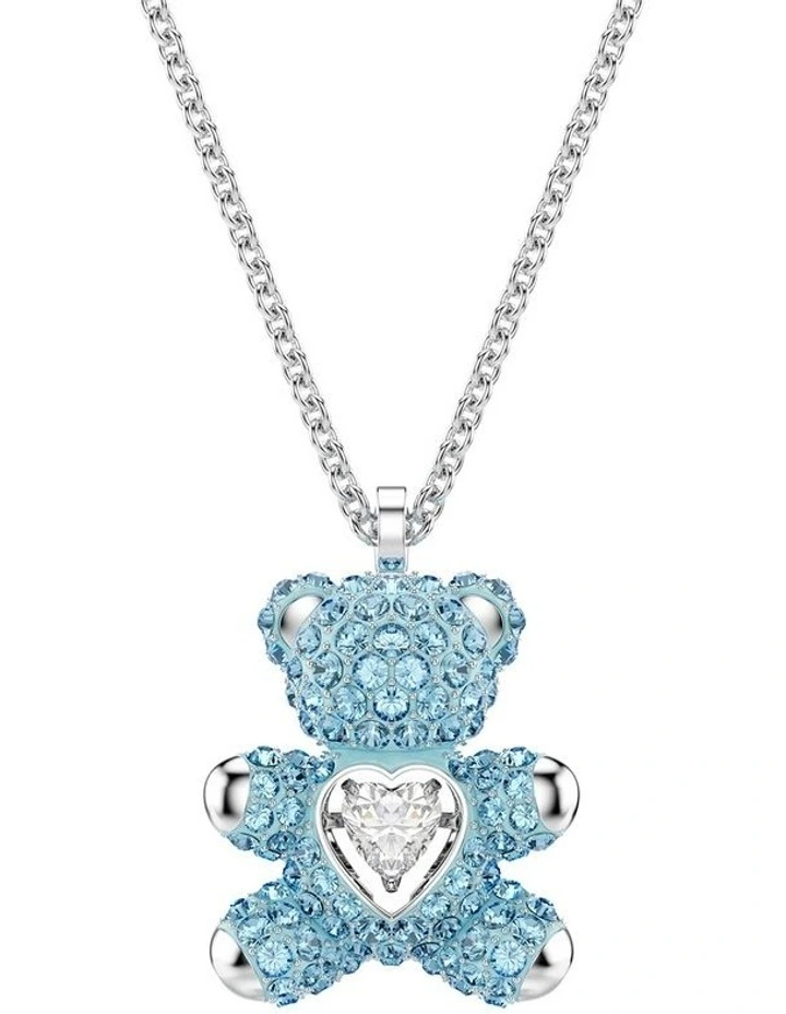 Teddy Bear Rhodium Plated Pendant in Blue image 1