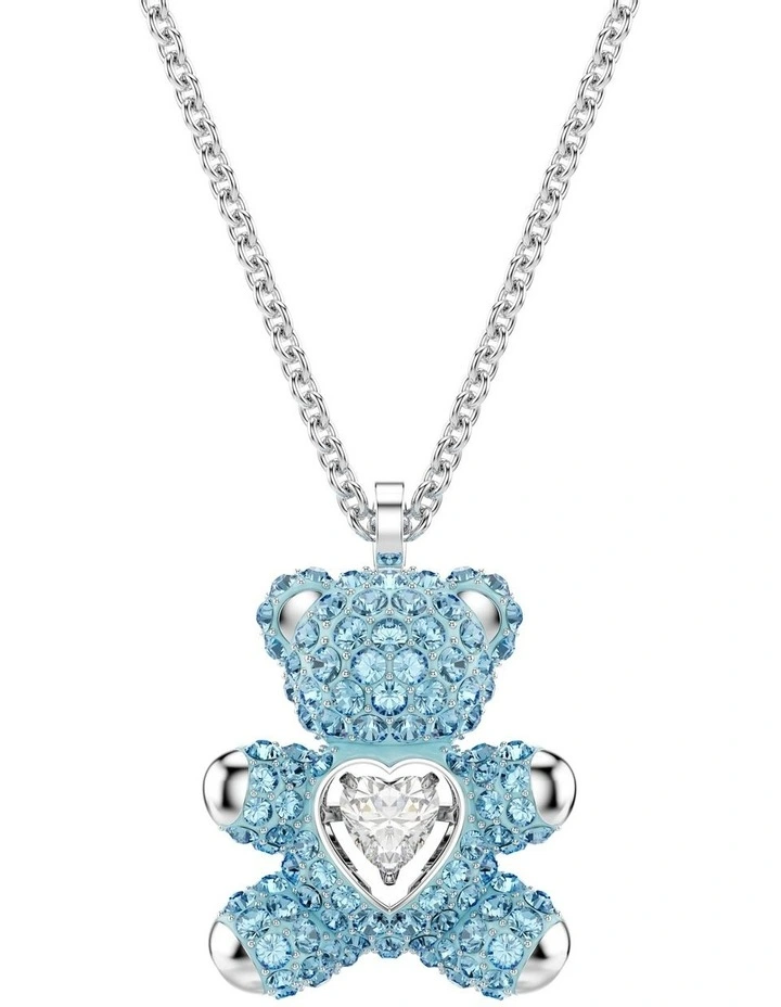 Teddy Bear Rhodium Plated Pendant in Blue image 1