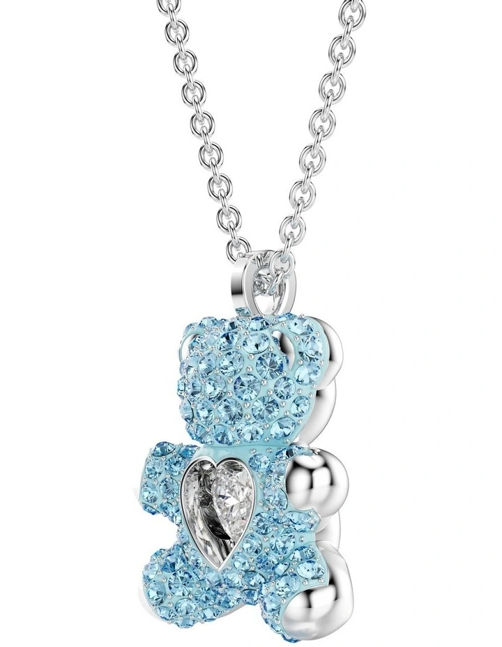 Teddy Bear Rhodium Plated Pendant in Blue image 3
