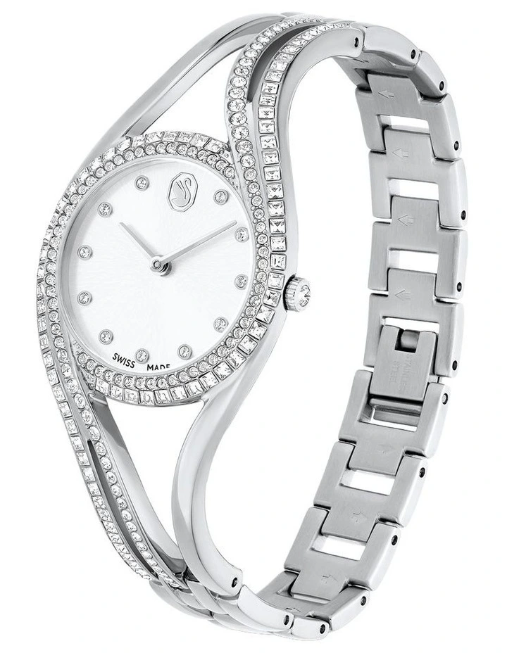 Hyperbola Swiss Made Stainless Steel Bangle Watch in Silver image 2