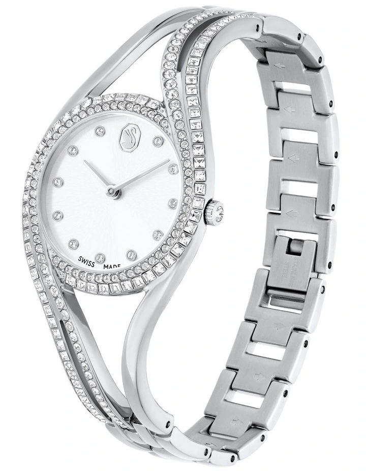 Hyperbola Swiss Made Stainless Steel Bangle Watch in Silver image 2