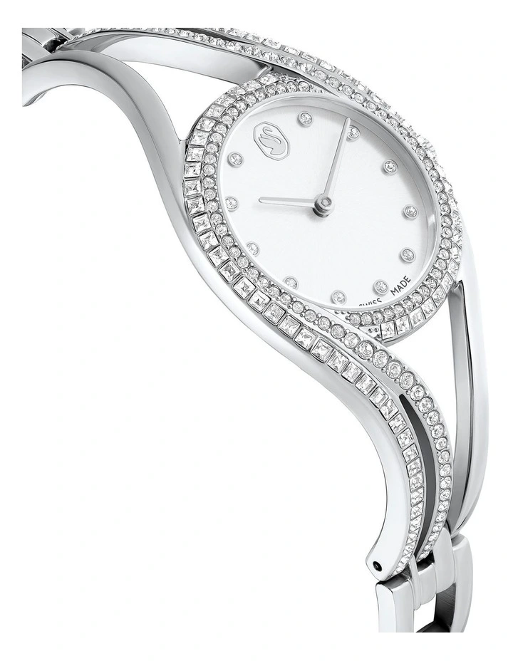 Hyperbola Swiss Made Stainless Steel Bangle Watch in Silver image 5