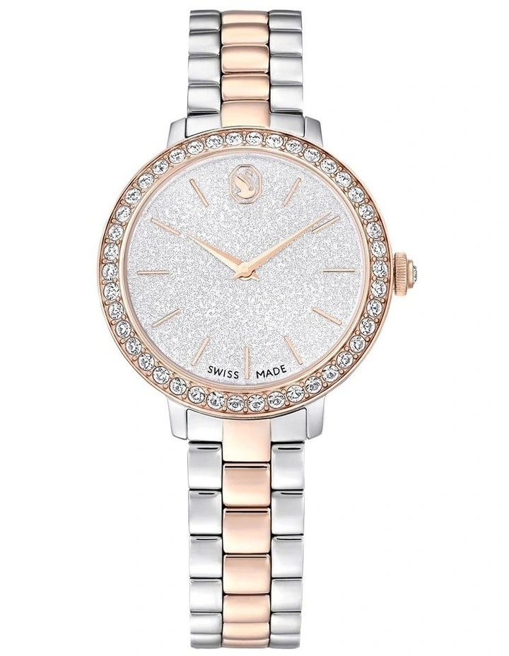 Matrix 3-link Watch Swiss Made Metal Bracelet Rose Gold-Tone Plated in White image 1