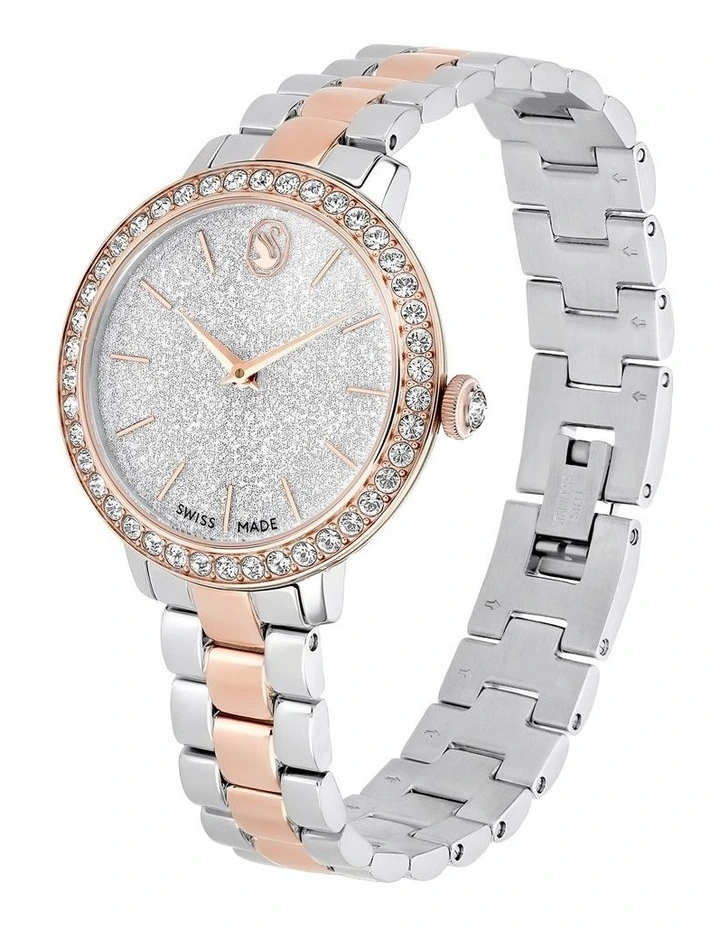 Matrix 3-link Watch Swiss Made Metal Bracelet Rose Gold-Tone Plated in White image 2