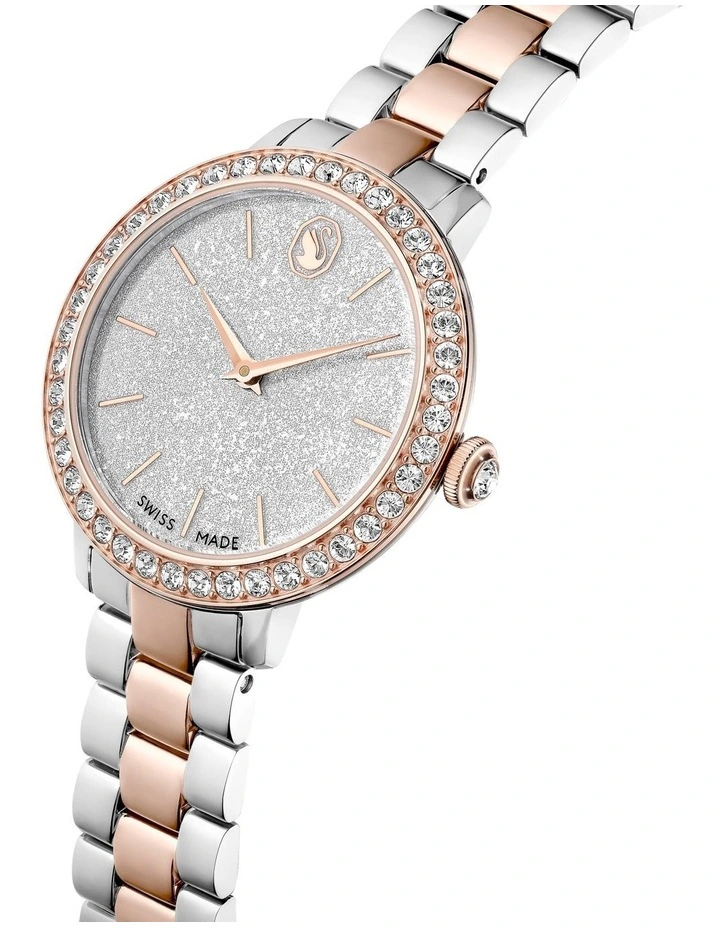 Matrix 3-link Watch Swiss Made Metal Bracelet Rose Gold-Tone Plated in White image 4