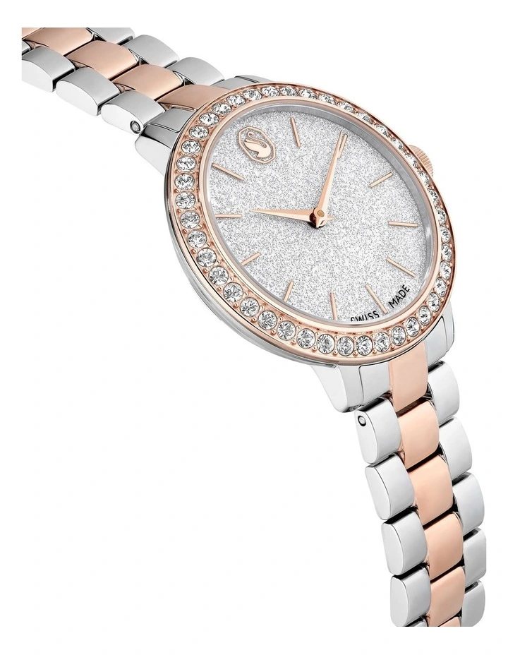 Matrix 3-link Watch Swiss Made Metal Bracelet Rose Gold-Tone Plated in White image 5
