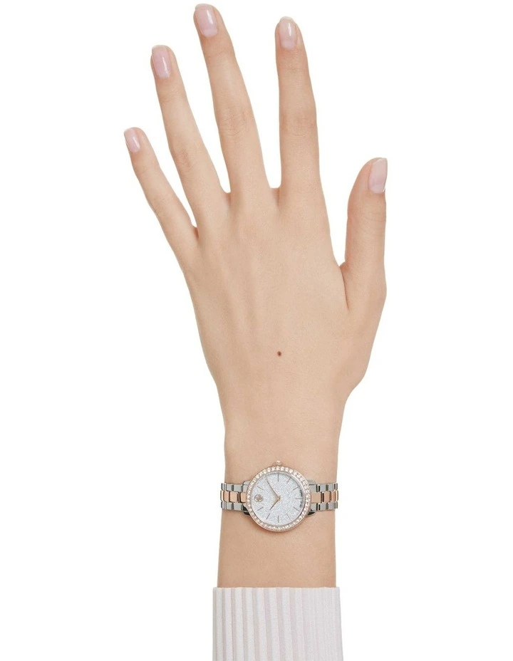 Matrix 3-link Watch Swiss Made Metal Bracelet Rose Gold-Tone Plated in White image 7