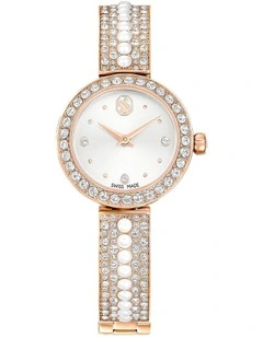 Matrix Pearl Bangle Bangle Watch Swiss Made Crystal Bracelet Rose Gold-Tone Plated in White