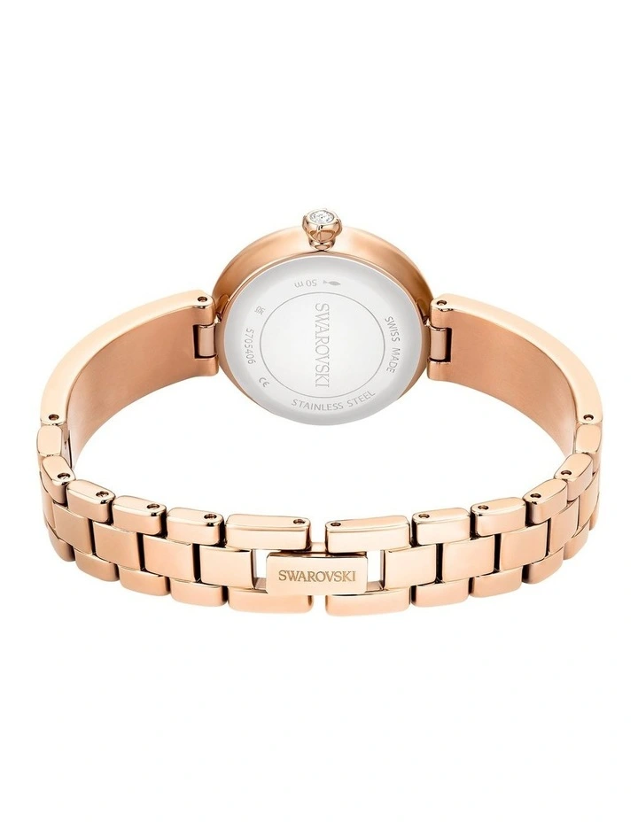 Matrix Pearl Bangle Bangle Watch Swiss Made Crystal Bracelet Rose Gold-Tone Plated in White image 3