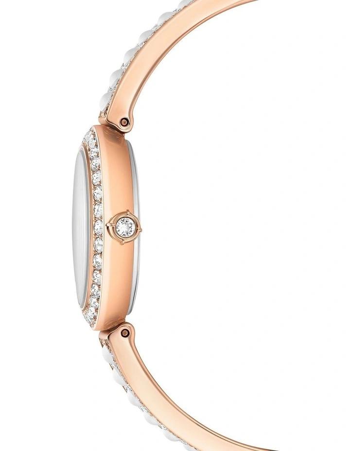 Matrix Pearl Bangle Bangle Watch Swiss Made Crystal Bracelet Rose Gold-Tone Plated in White image 6