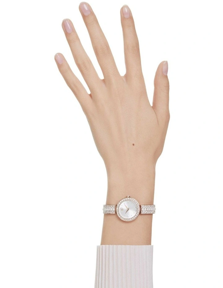 Matrix Pearl Bangle Bangle Watch Swiss Made Crystal Bracelet Rose Gold-Tone Plated in White image 7