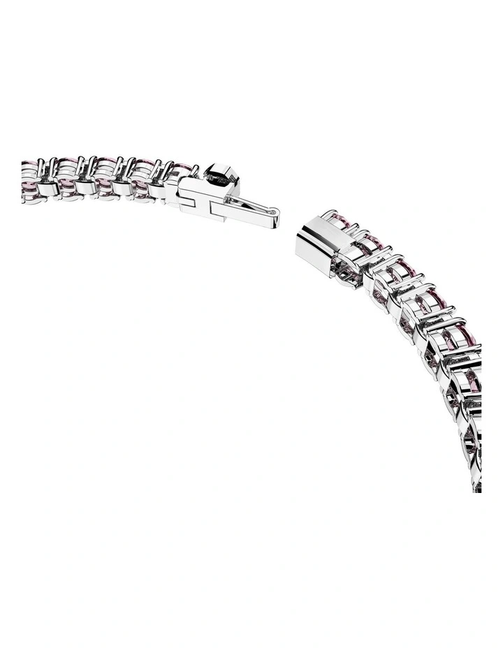 Matrix Tennis Bracelet Round Cut Rhodium Plated in Pink image 3