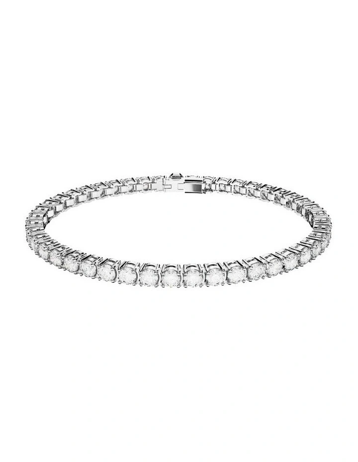 Matrix Tennis Bracelet Round Cut Rhodium Plated in White image 1
