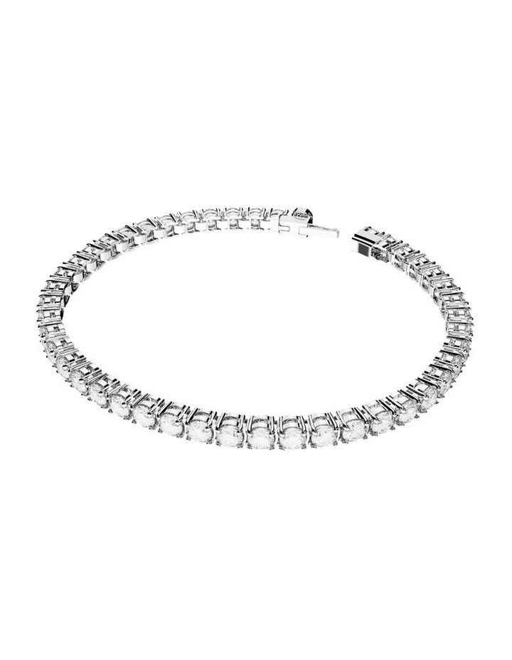 Matrix Tennis Bracelet Round Cut Rhodium Plated in White image 2